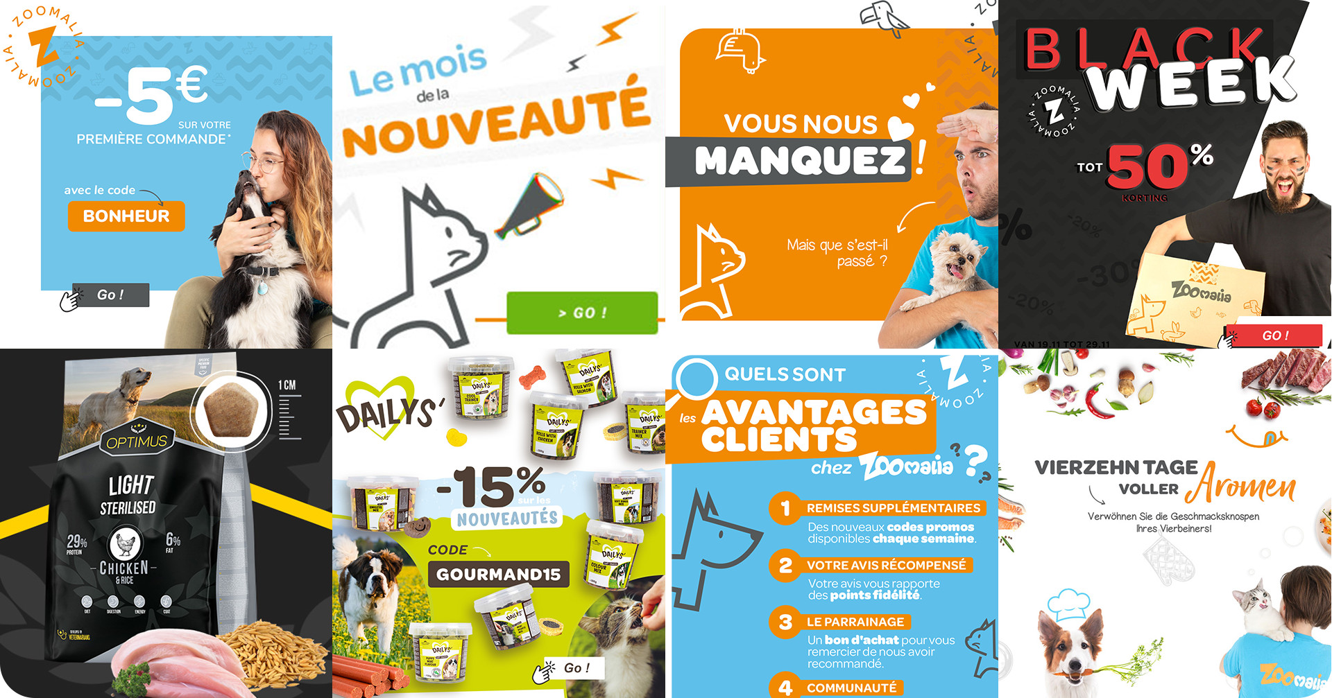 Bannières promotionnelles réalisées pour Zoomalia par le Studio Abélia dans les Landes