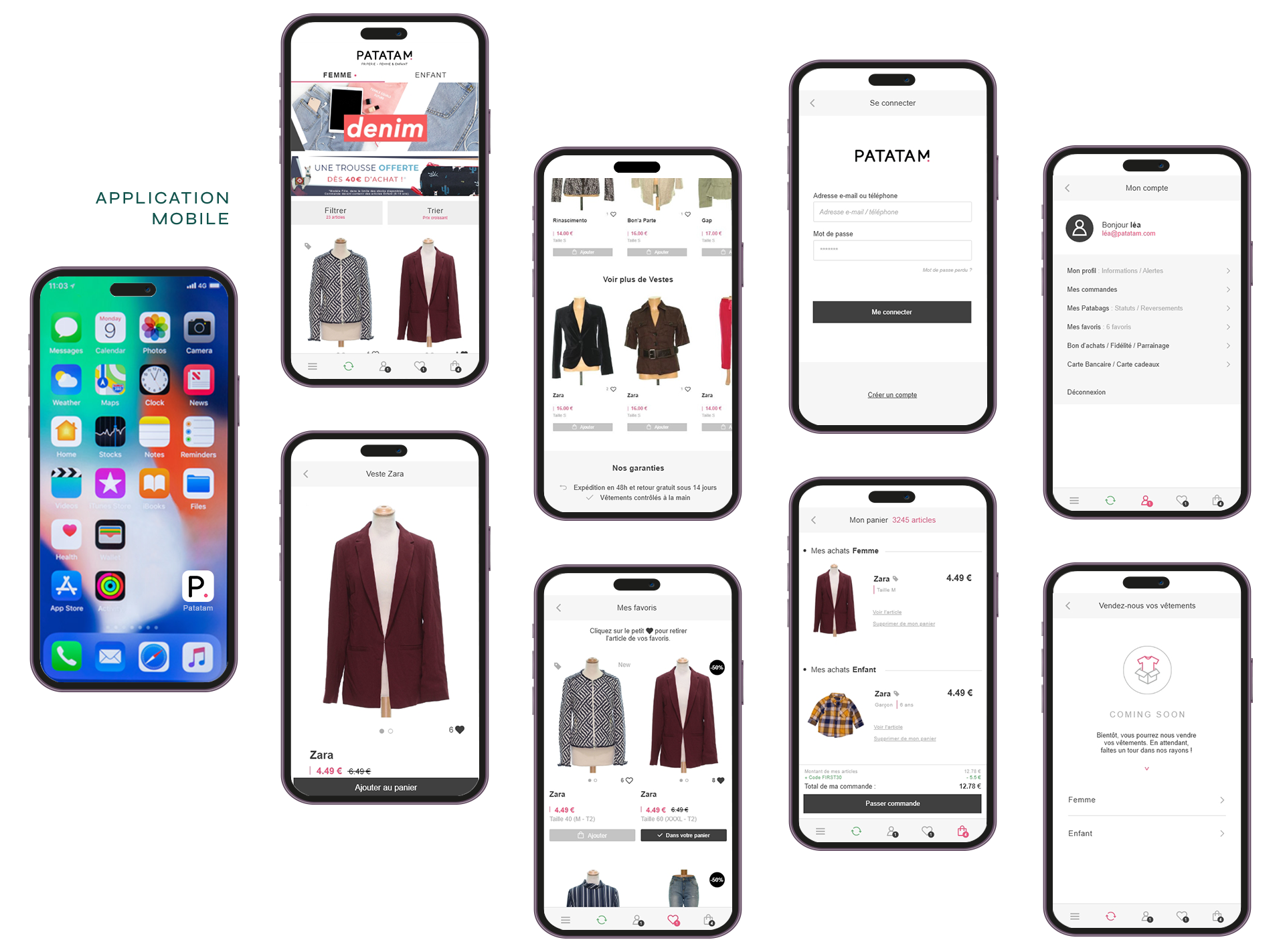 Application mobile, interface et design sur mesure pour Patatam au Pays basque