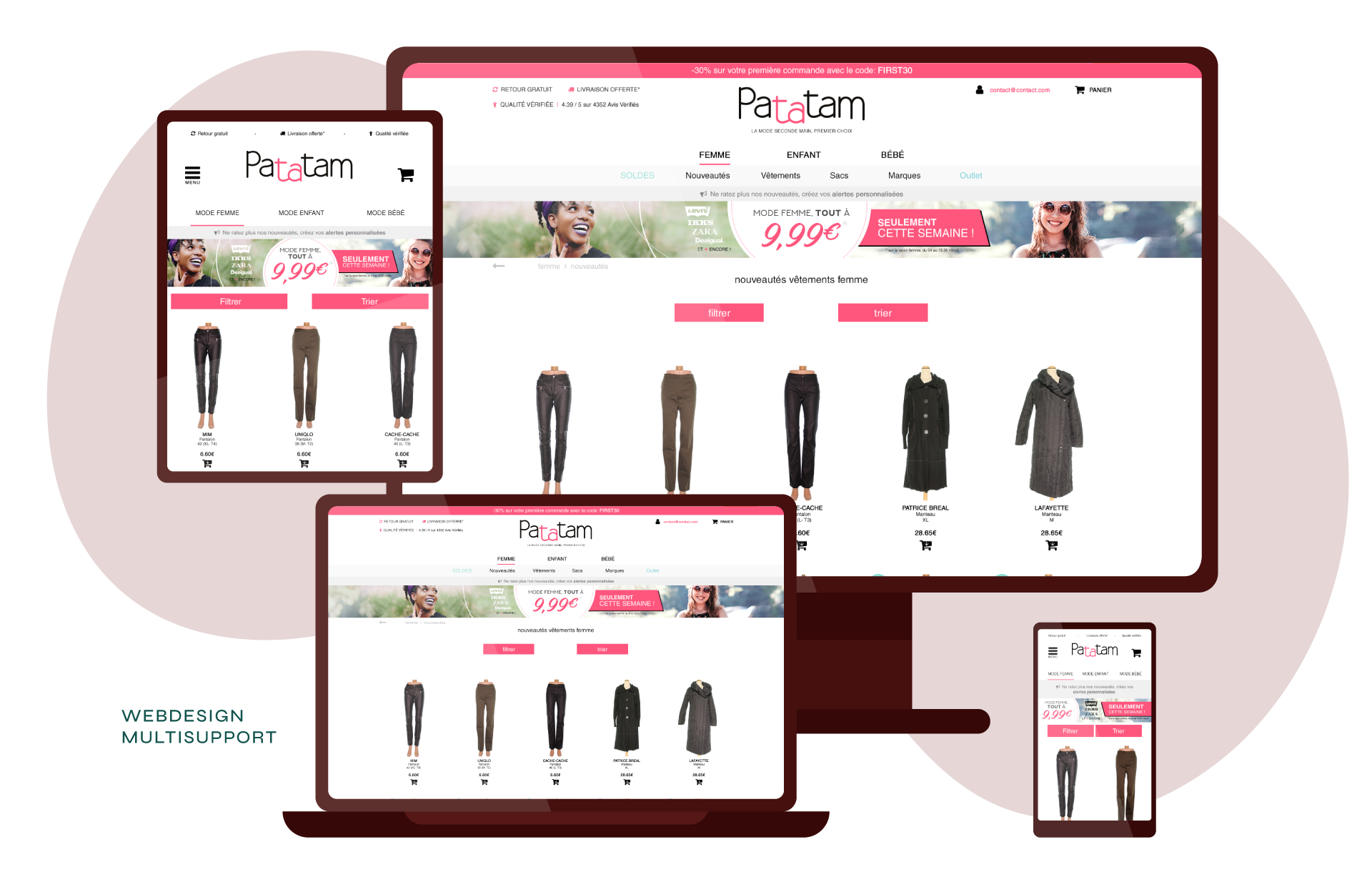Bannière adaptative selon la taille de l'écran pour Patatam mode femme