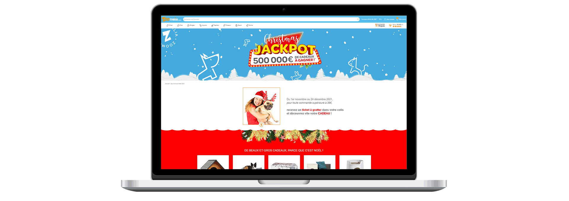 webdesign intuitif pour le jeu de Noël de Zoomalia