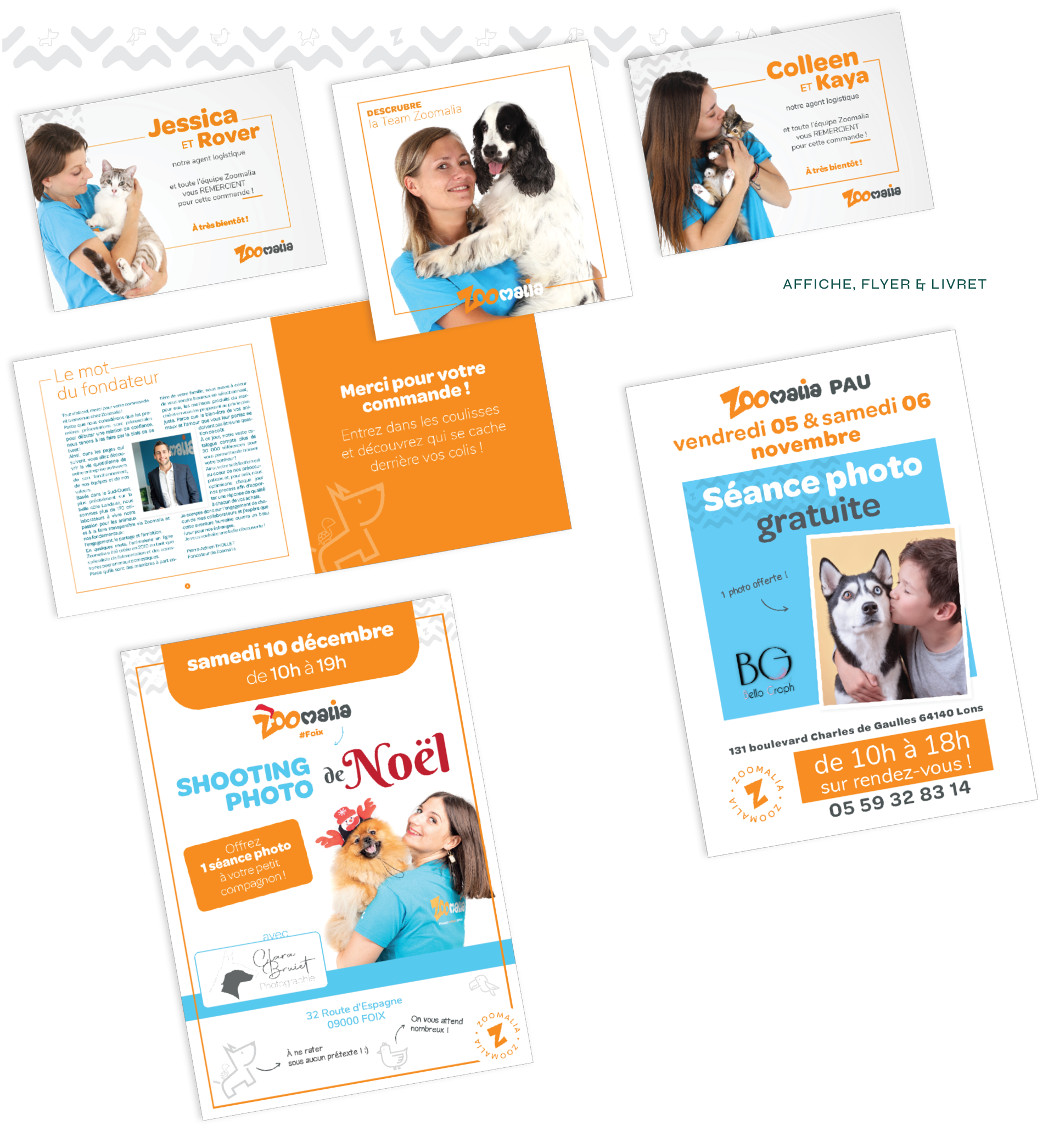 Flyer et papeterie, créatifs et modernes, réalisés par le Studio Abélia