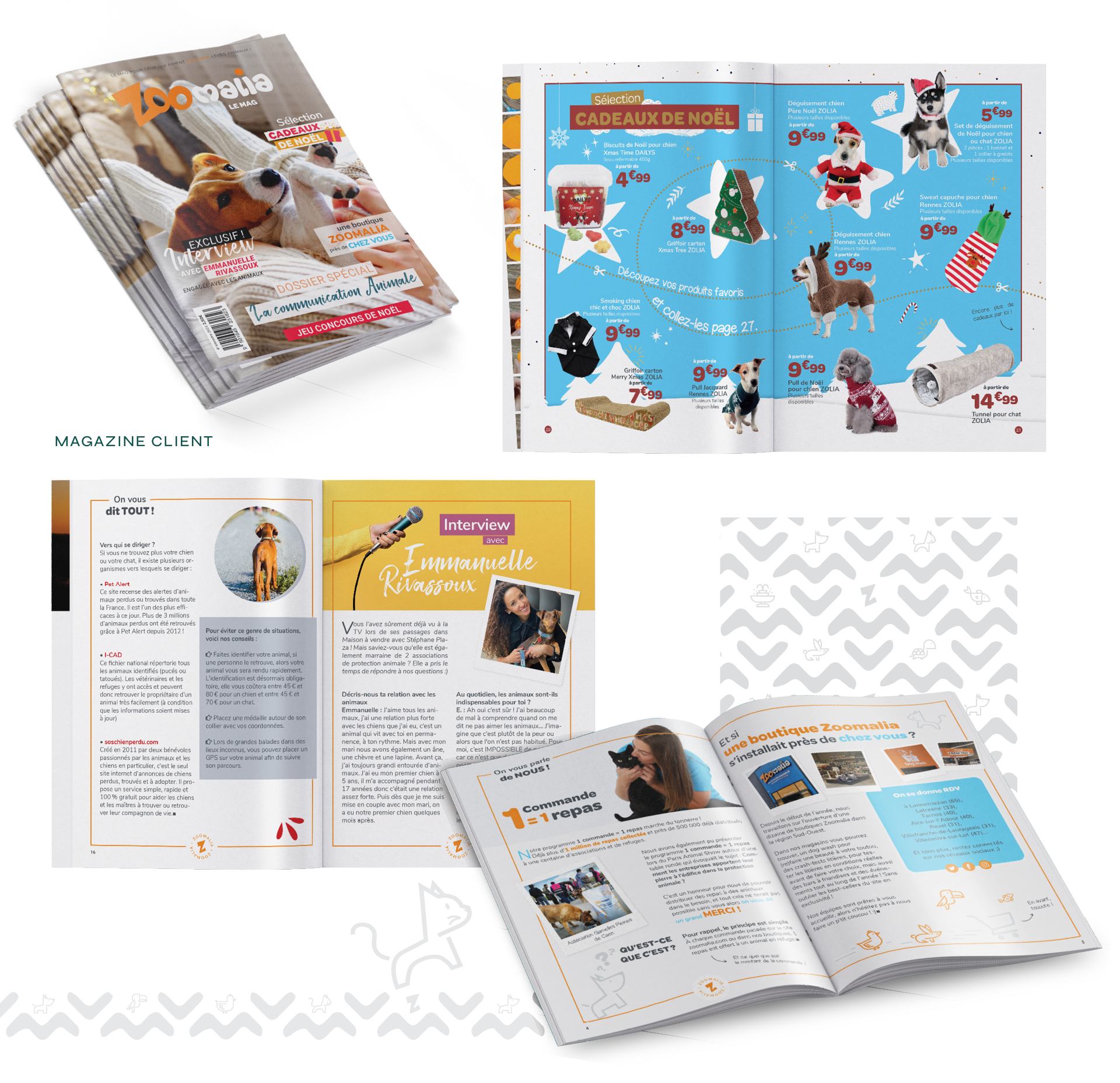Magazine pour les clients de Zoomalia, animalerie dans les Landes, conçu par Studio Abélia